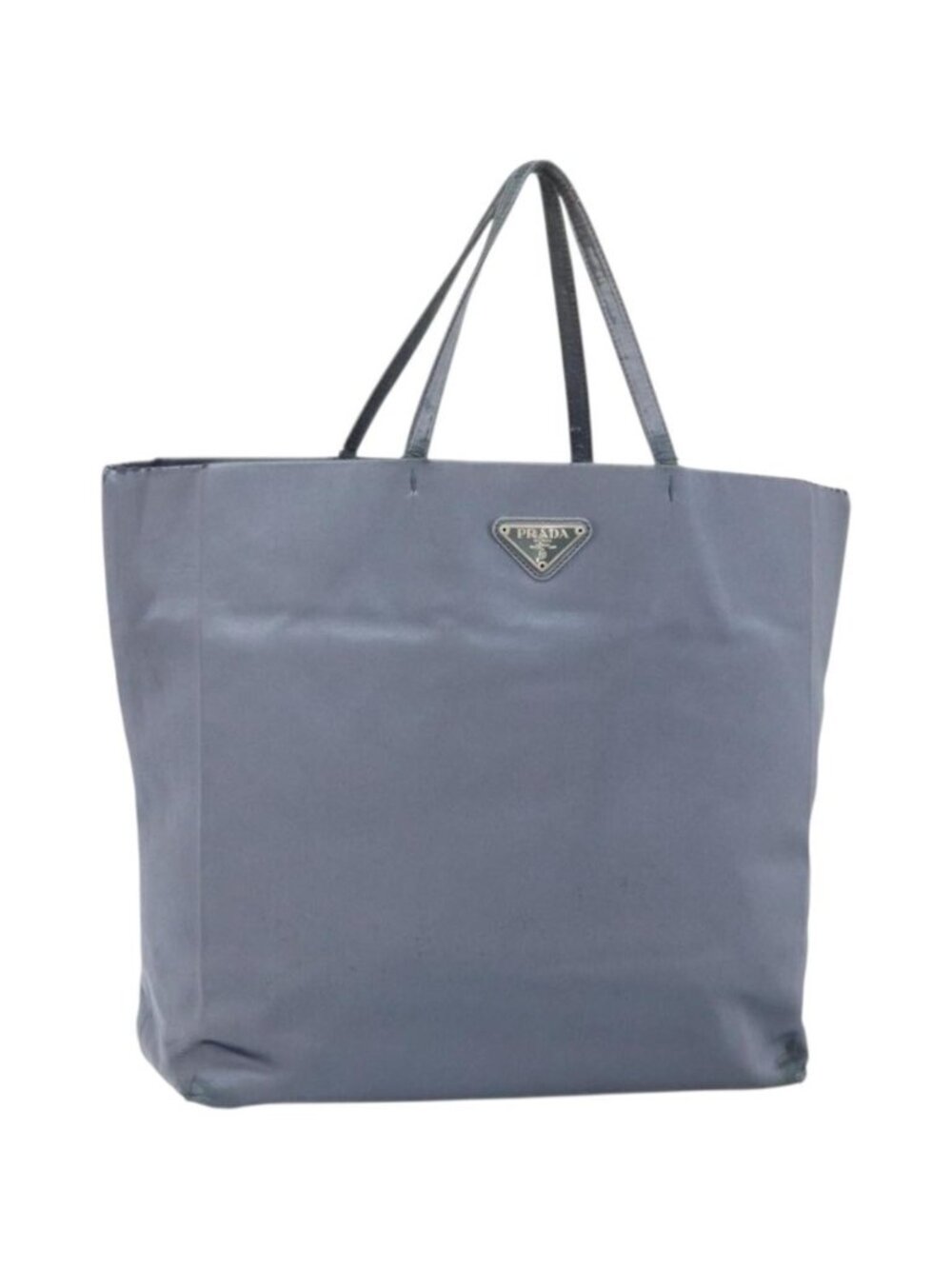PRADA Tote Bag Satin Blue Silver